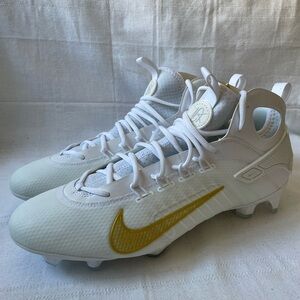 Nike Huarache 9 Elite LAX Lacrosse Cleats White Gold Men's Size 13 FD0088-100